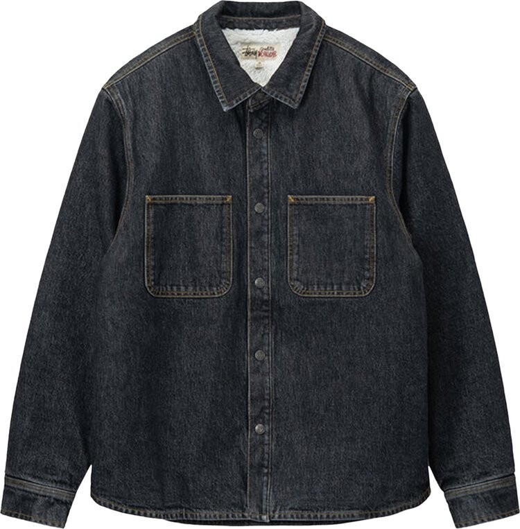 

Рубашка Stussy Sherpa Lined Denim Shirt 'Black', черный