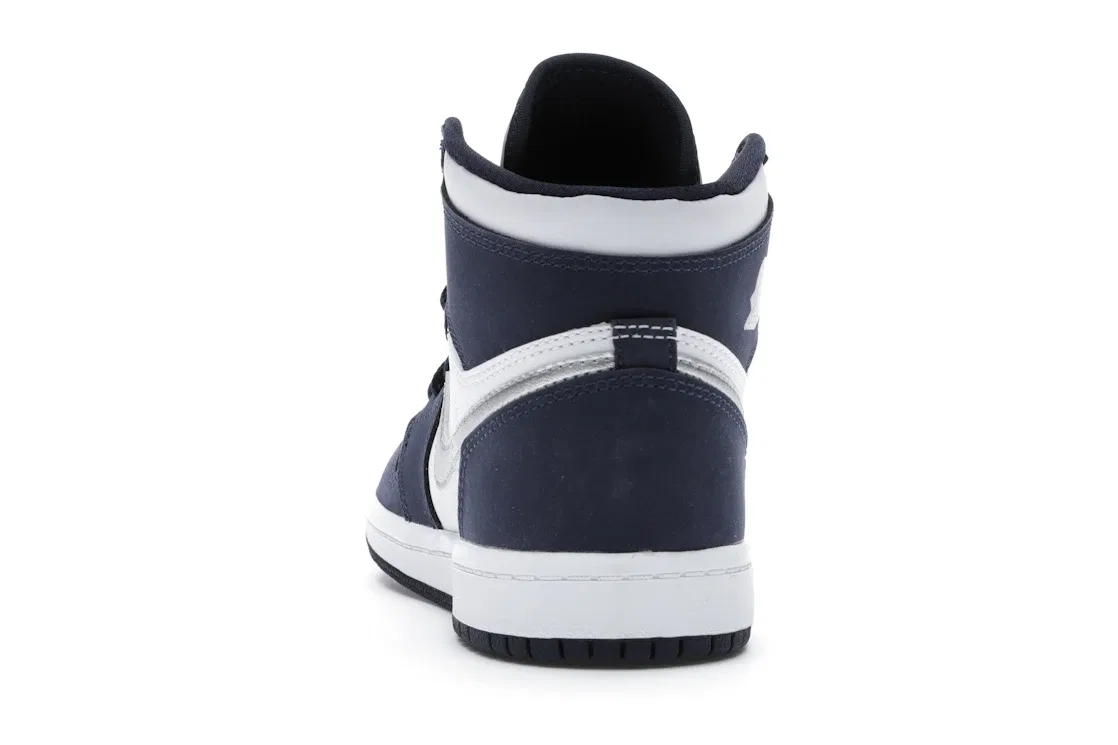 Детские кроссовки высокие с принтом Jordan 1 Retro High COJP Midnight Navy Jordan, White/Metallic Silver-Midnight Navy — фото 4