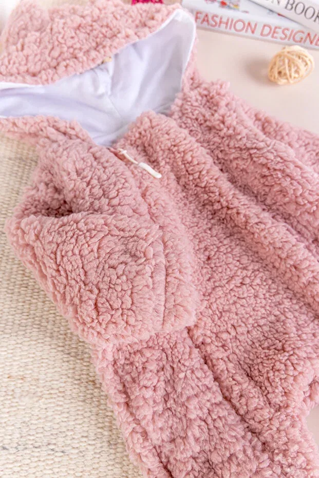 Детский комбинезон из плюша с капюшоном Babymod, Dried Rose — фото 3
