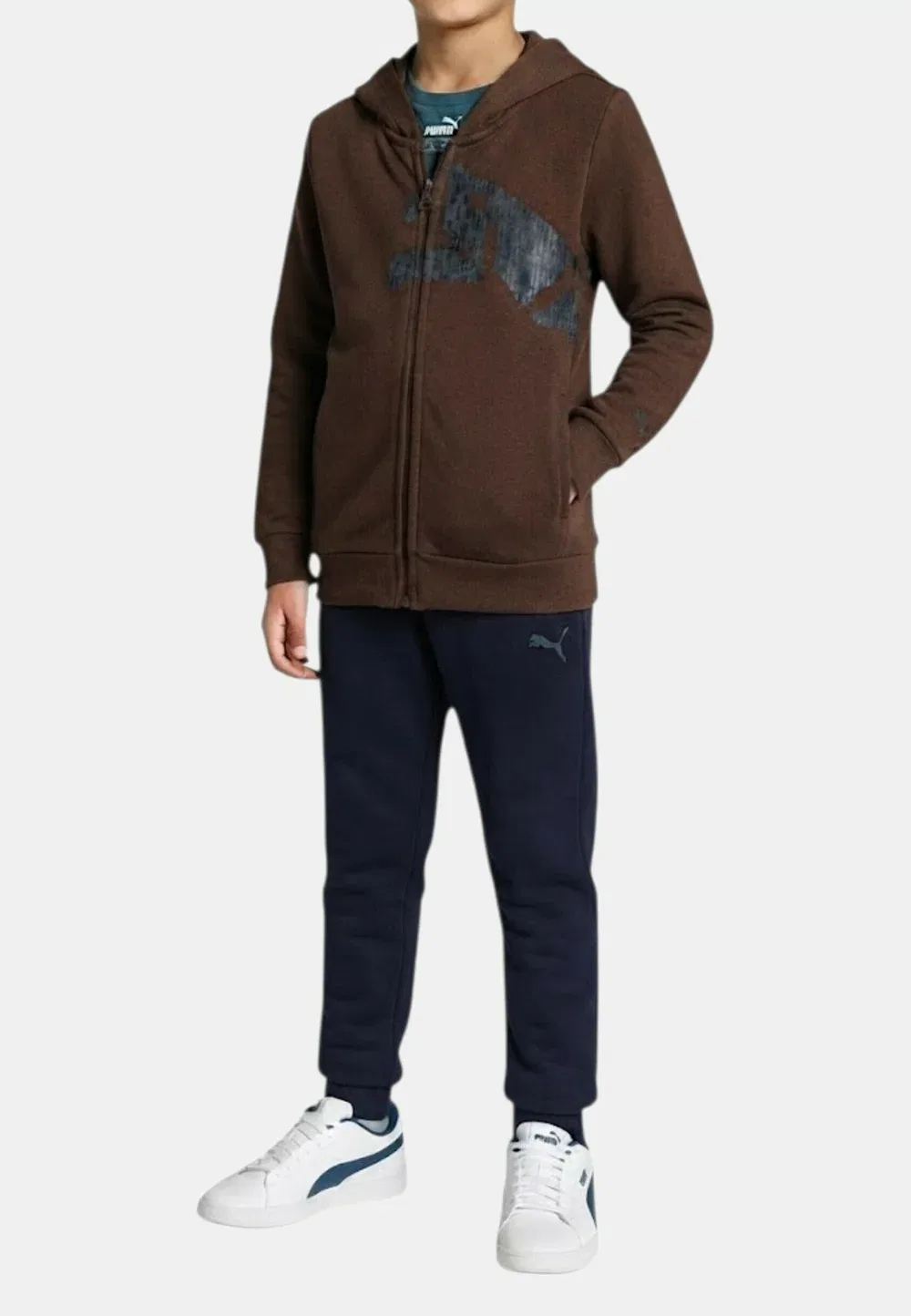 Felpa zip cappuccio ess grap полная молния ho col 33 - толстовка на молнии Puma, Brown