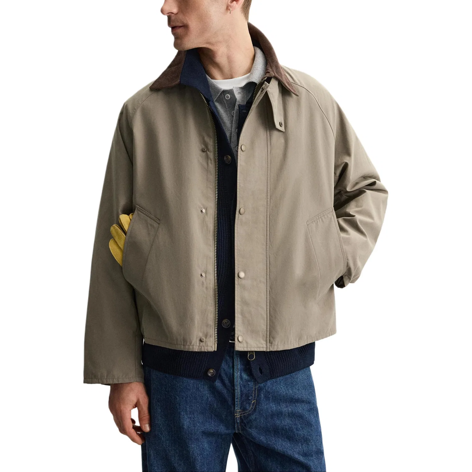 Мужская куртка с принтом Light Brown Yellow ZARA, Light Brown Yellow — фото 4