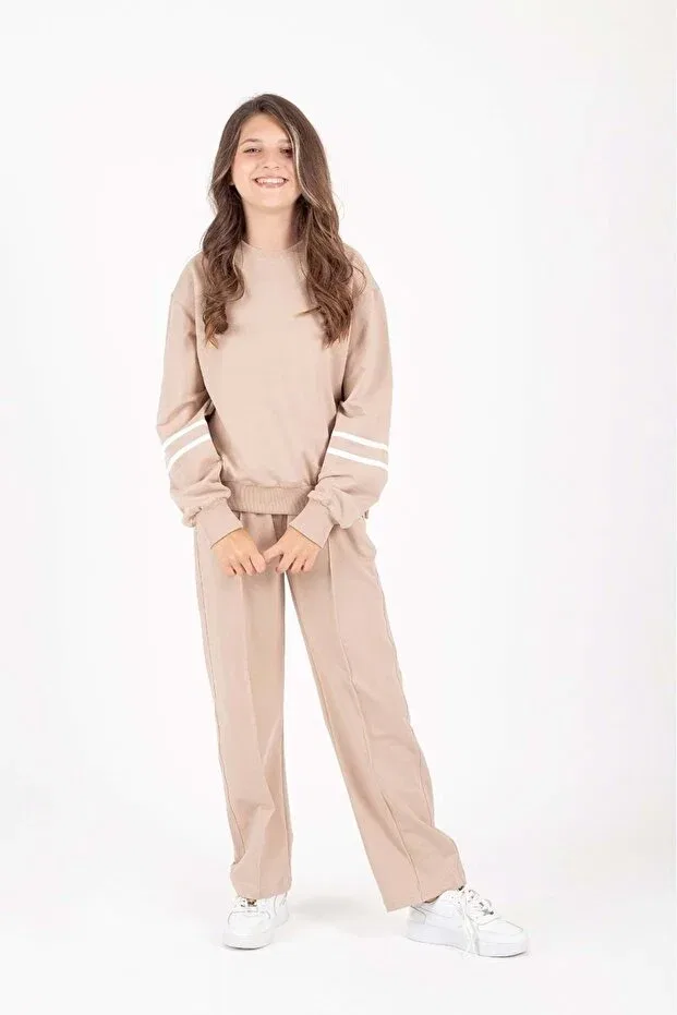 Детский спортивный комплект для девочек с принтом Sport Emblem Side Snap Mnk Baby&Kids, Beige