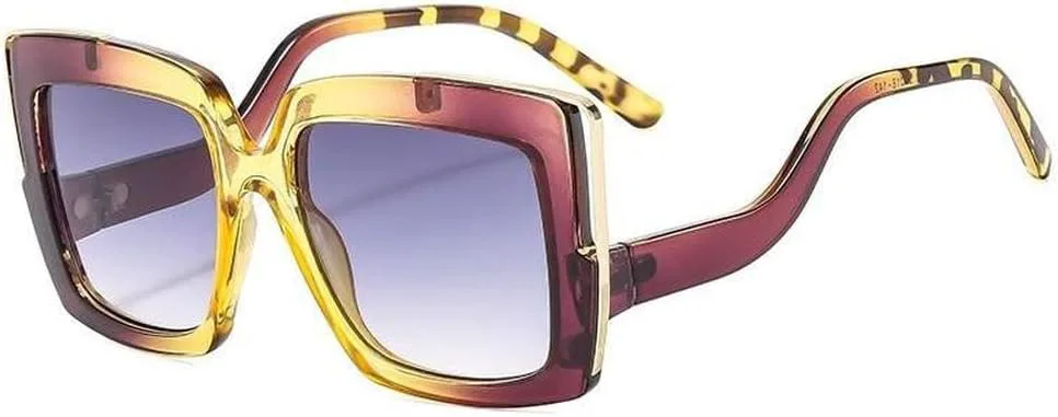 

Солнцезащитные очки LVTFCO в стиле ретро для женщин и мужчин, модные очки в крупной оправе, уникальные трендовые очки с защитой от УФ-излучения UV400, Purple Grey