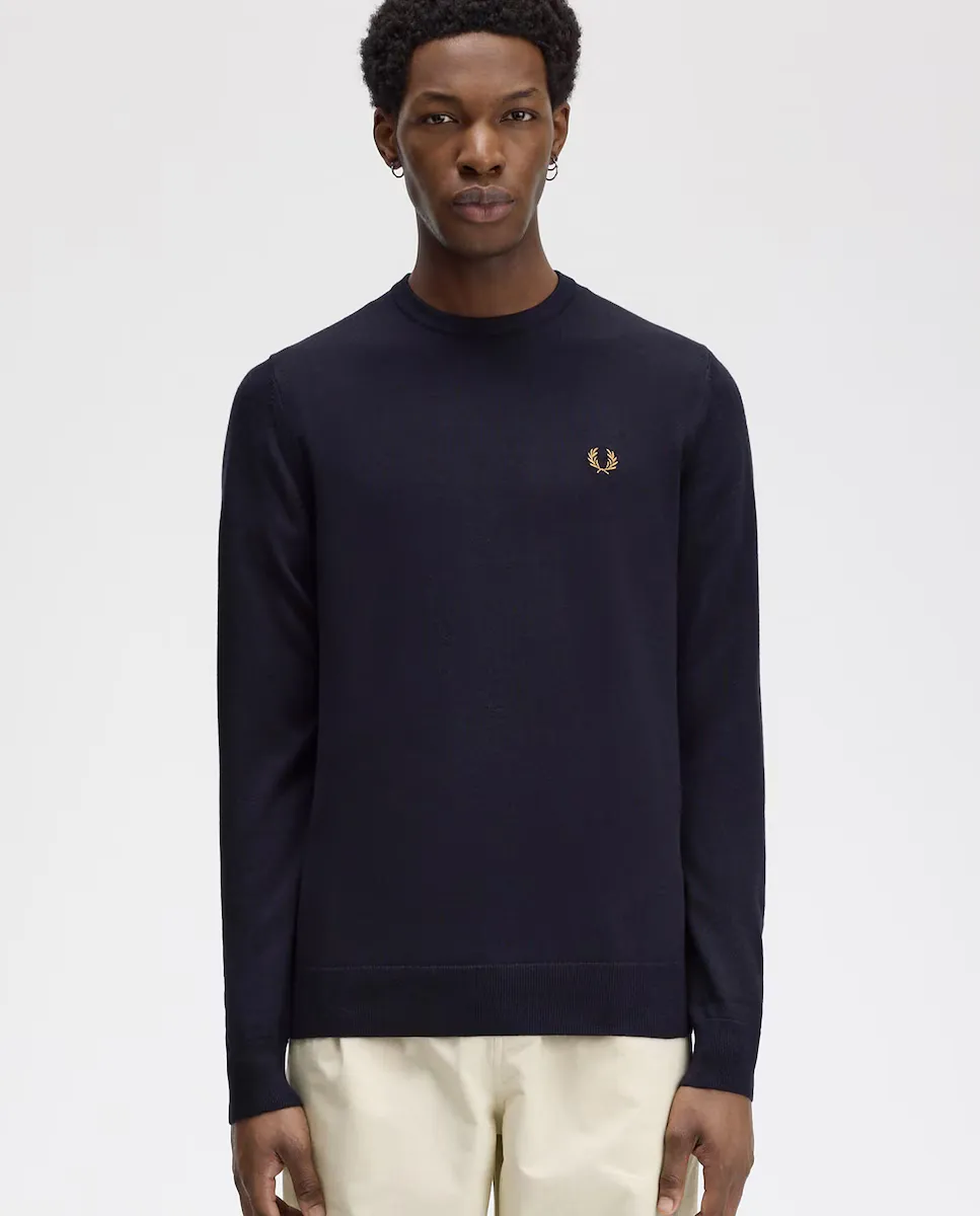 

Классический мужской свитер с круглым вырезом Fred Perry, тёмно-синий