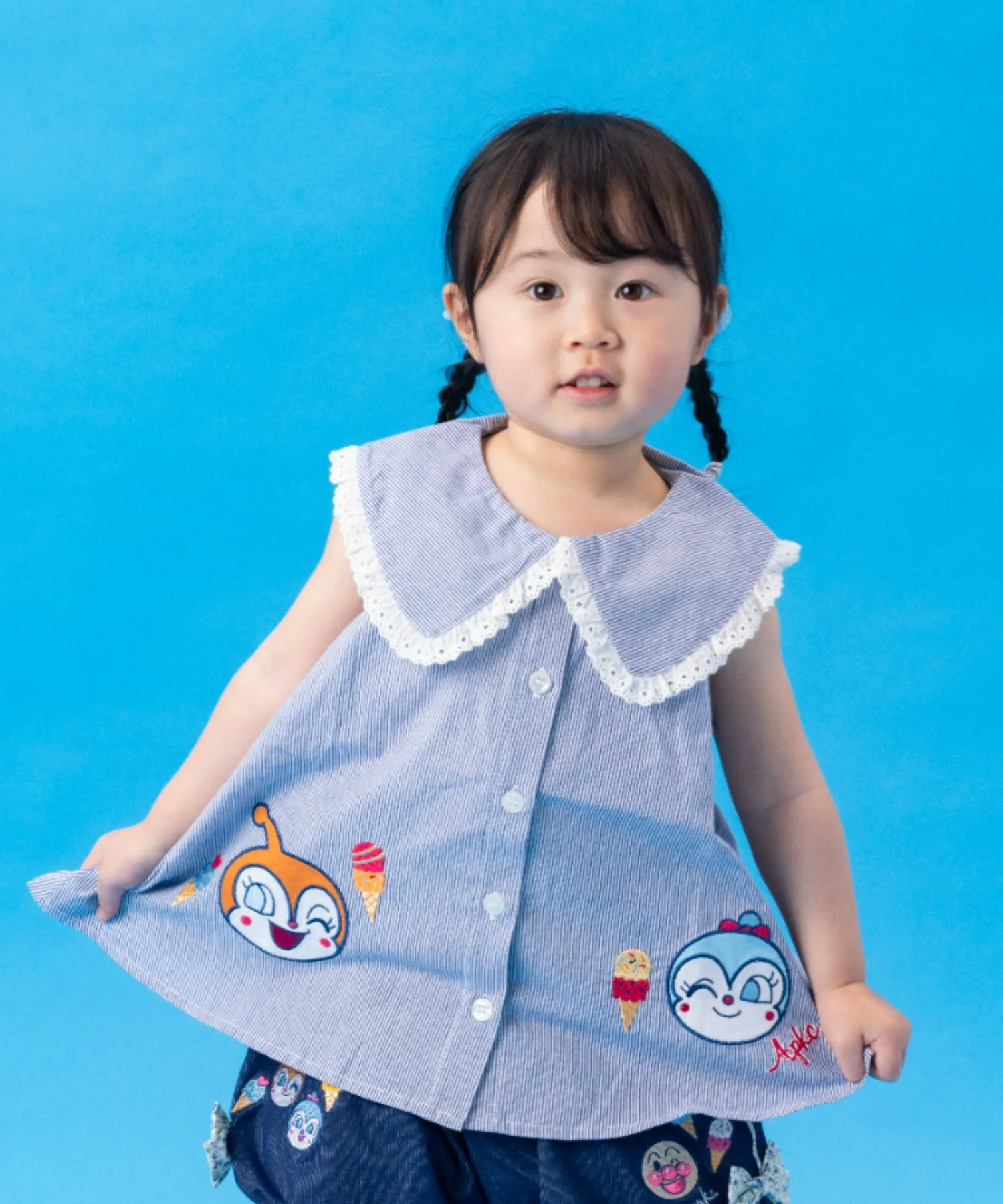 Детская блузка-туника с аппликацией Anpanman Kids Collection синяя — фото 3