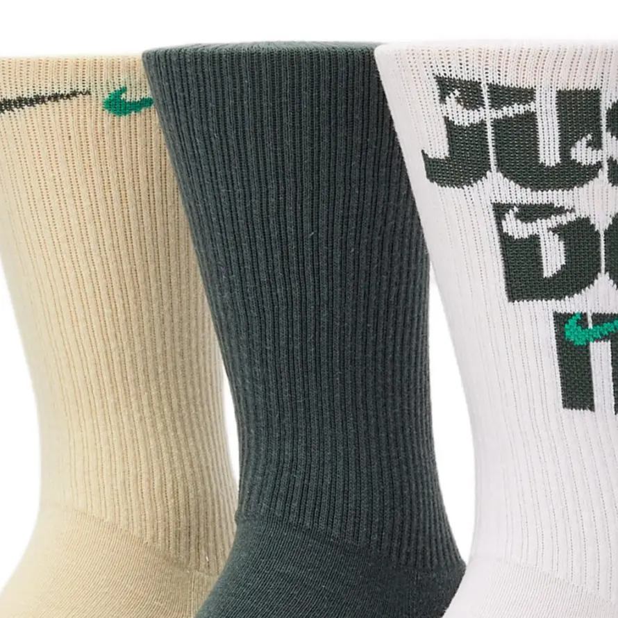 Повседневные усиленные носки Nike с мягкой подошвой 3 пары 'Мультиколор' (Абрикос+Белый+Зеленый) — фото 4