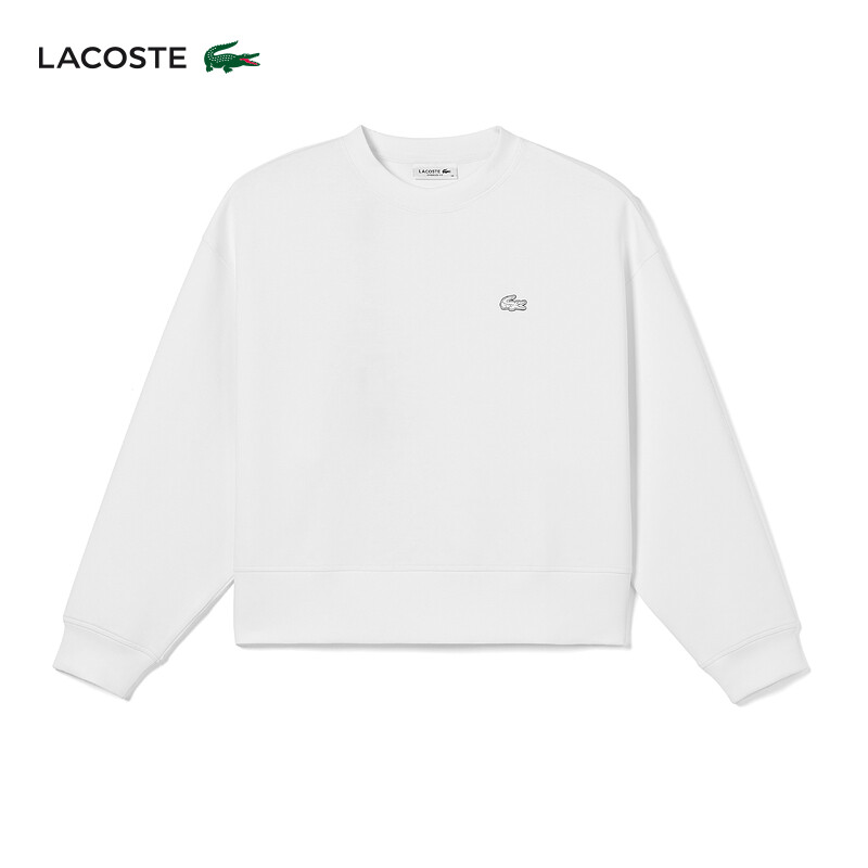 

Пуловер короткий женский Lacoste с круглым вырезом, белый