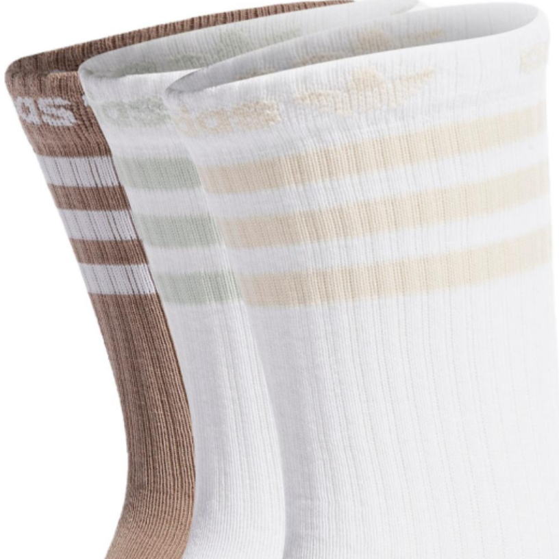 Носки Mid-Calf 3 пары Унисекс Адидас, 3 пары (Белый+Розовый Белый+Коричневый/Белый) — фото 2