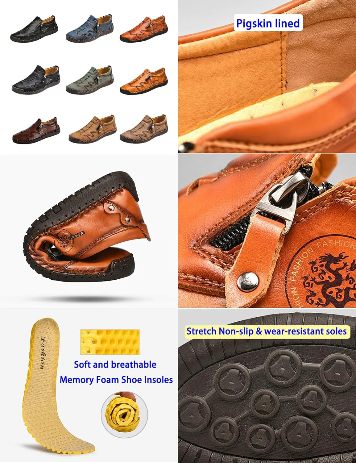 

Мужские слипоны-лоферы из кожи, повседневная обувь, легкие, удобные, винтажная ручная строчка, кроссовки для вождения и прогулок MOYOWEI, желтый