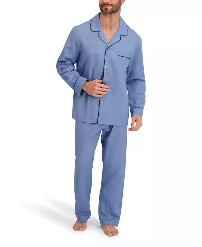 

Мужской пижамный комплект с плетеными пуговицами Hanes, синий