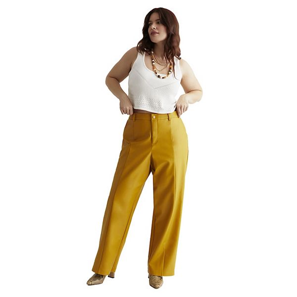 

Брюки June + Vie из искусственной кожи с высокой талией для женщин plus size June & Vie