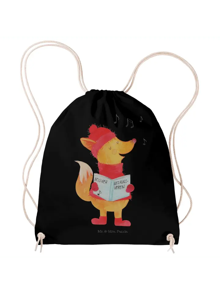 

Спортивная сумка Mr & Mrs Panda Sportbeutel Fuchs Sänger ohne Spruch, черный