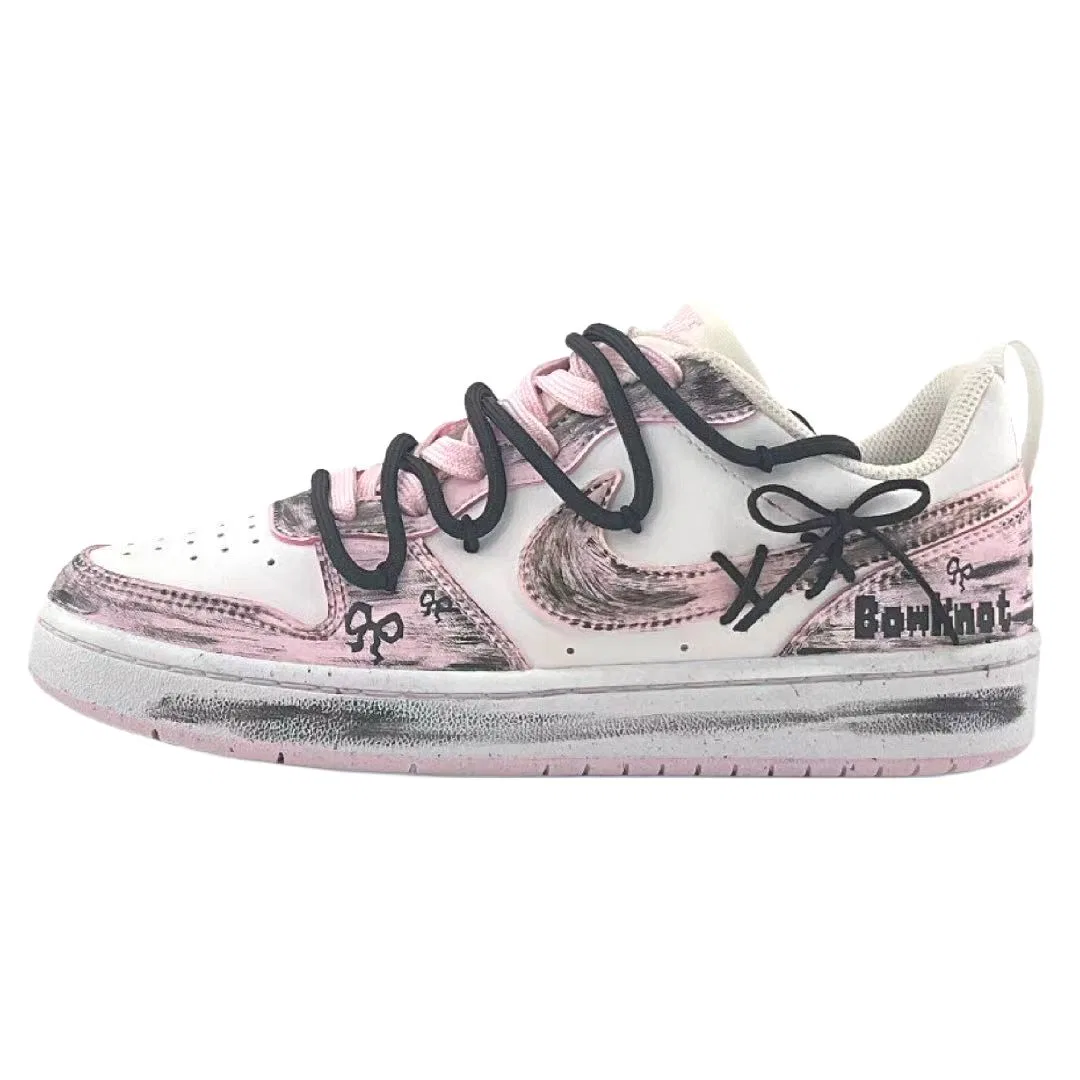 Кроссовки Court Borough Black Pink Bowknot из искусственной кожи, нескользящие, износостойкие, низкие Nike, White