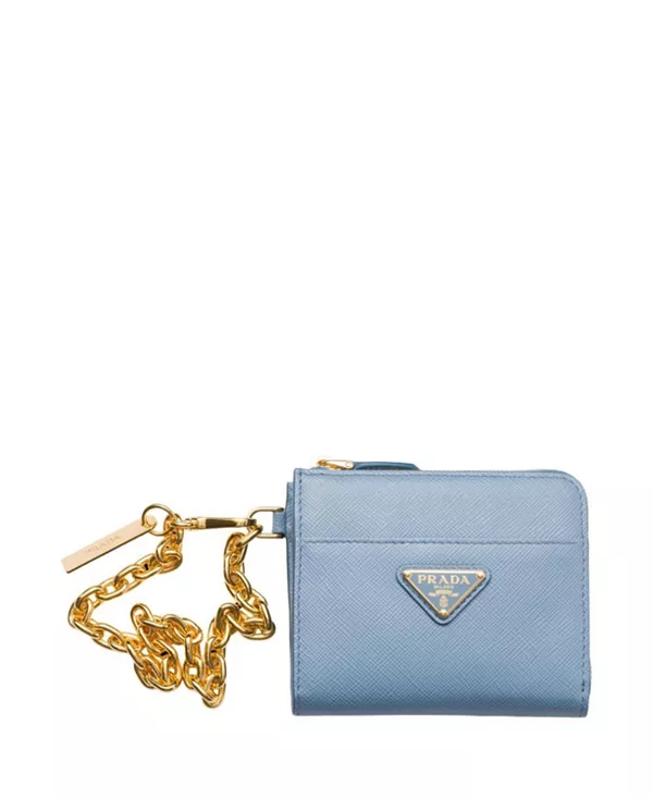 

Небольшой кошелек на молнии из сафьяновой кожи Prada, синий