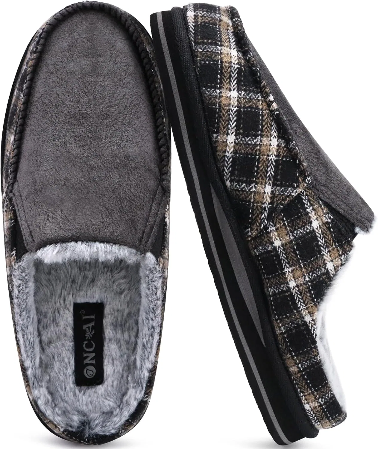 Тапочки с поддержкой стопы ONCAI, Fur Plaid Black