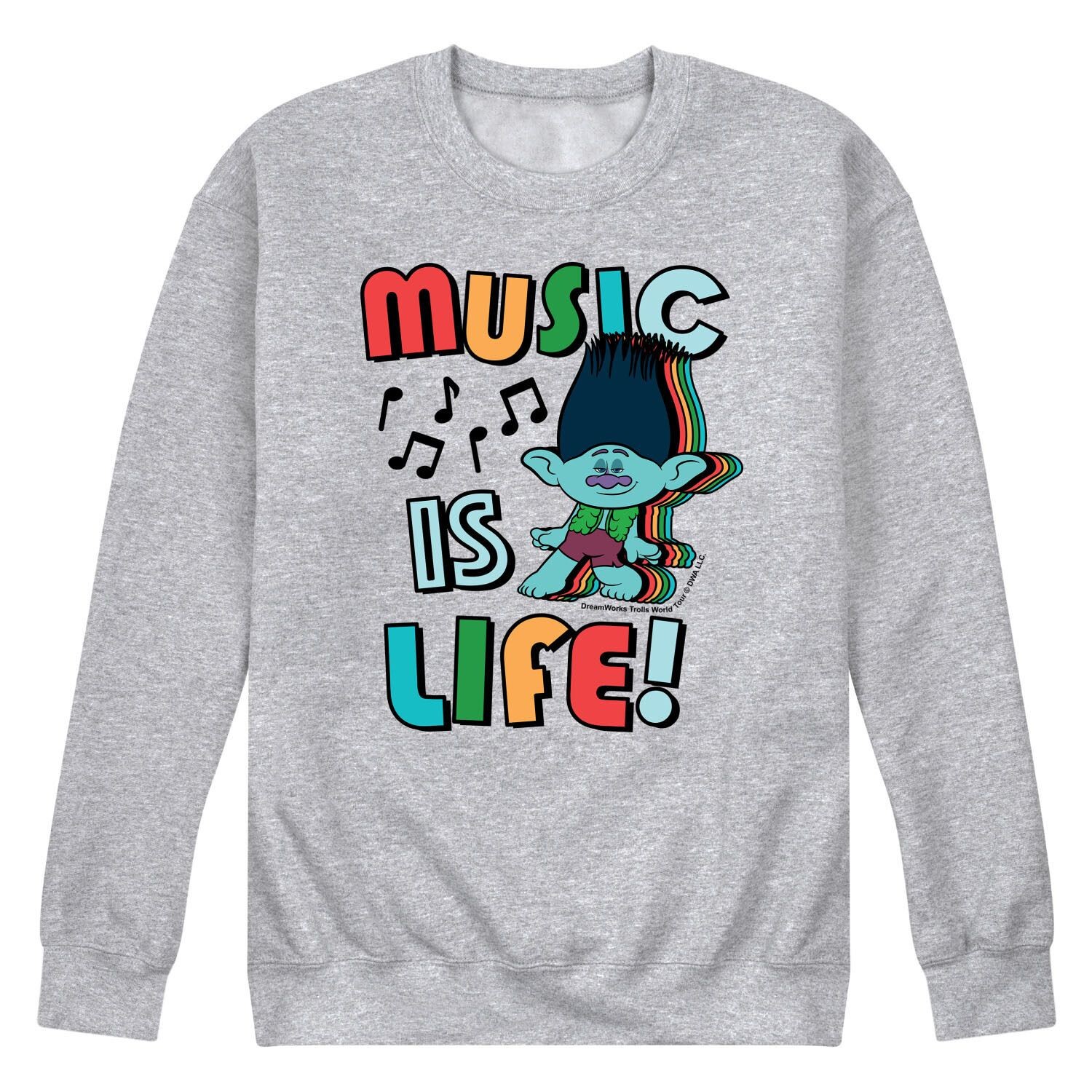 

Мужской свитшот Trolls Music Is Life Licensed Character