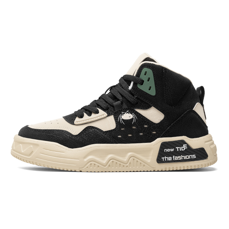 

Прочные дышащие высокие мужские кроссовки для скейтбординга ABCIU, Beige Black