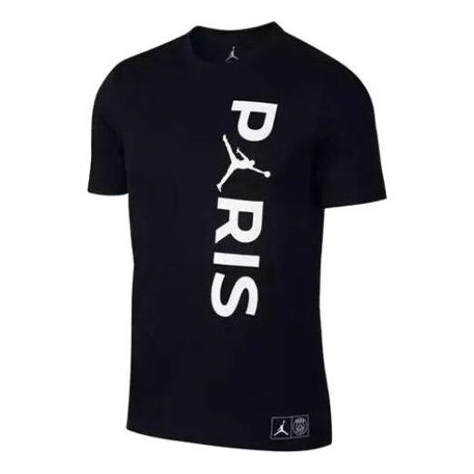 

Футболка Air Jordan x PSG Word Mark T-Shirts 'Black', черный