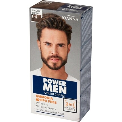 

Крем-краска Power Men для волос, бороды и усов, 100 г, натуральный коричневый, Joanna