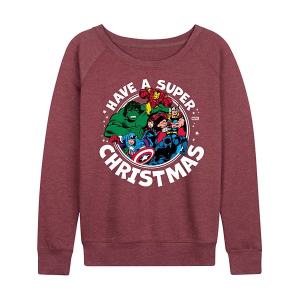 

Женская футболка с длинным рукавом из французского футера Marvel, Heather Maroon