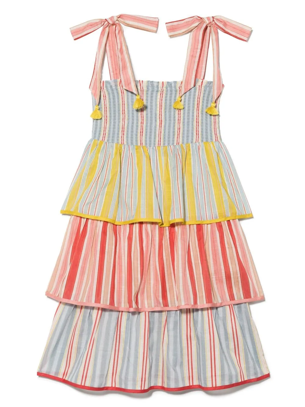 

Ярусное платье Pattie в полоску Zimmermann Kids, желтый