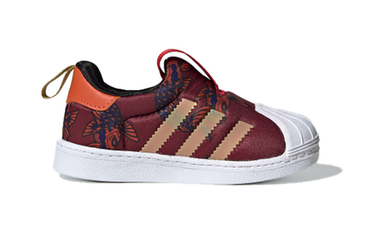 Слипоны Adidas Originals Superstar Series Toddler Shoes Baby с принтом, бордовый — фото 2