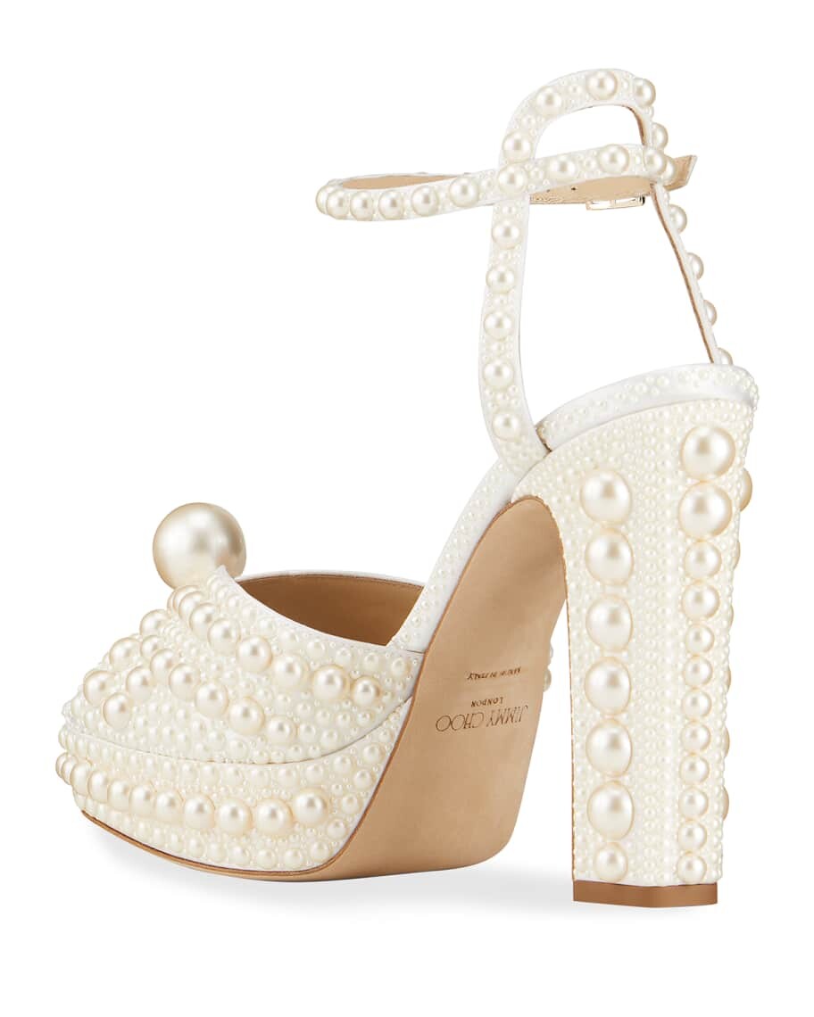 Босоножки на платформе Sacaria 120 с жемчужными заклепками Jimmy Choo — фото 3