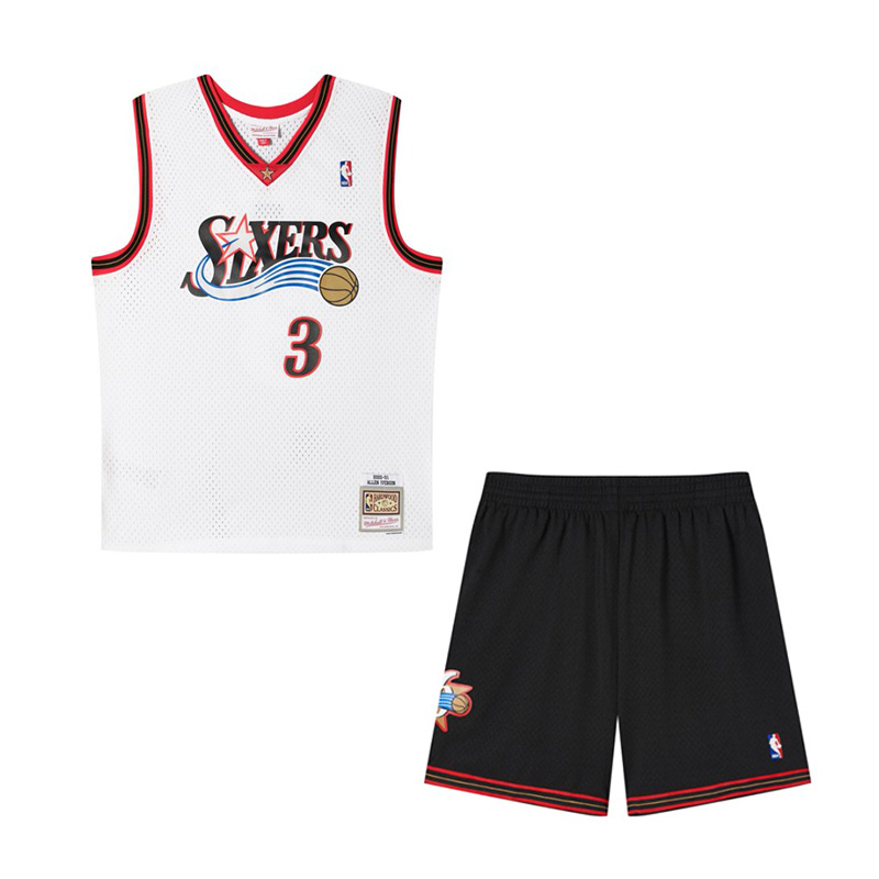 

Майка с V-образным вырезом "76ers 2000" Mitchell Ness, белый jersey+черный jersey bottom
