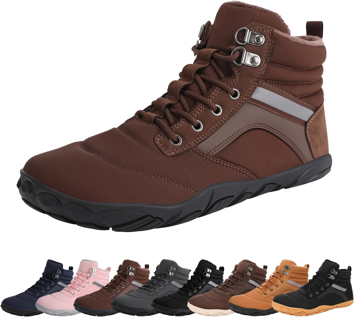 

Женские и мужские зимние ботинки, теплые минималистичные с широкой носочной частью, снежные ботинки с подошвой нулевого перепада, водоотталкивающие ботильоны Mexyz, Coffee