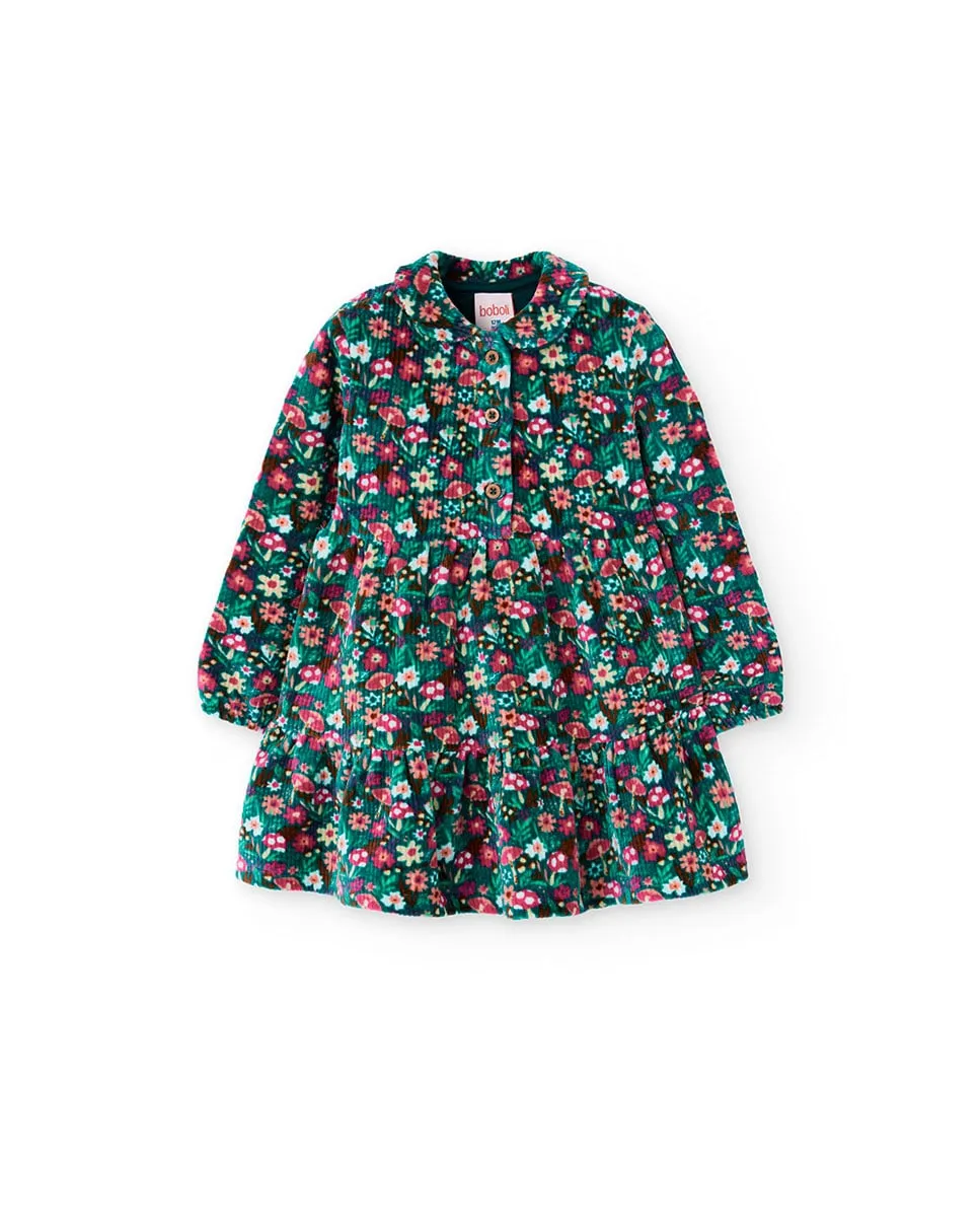 

Детское вельветовое платье с цветочным принтом и отложным воротником Boboli, зеленый