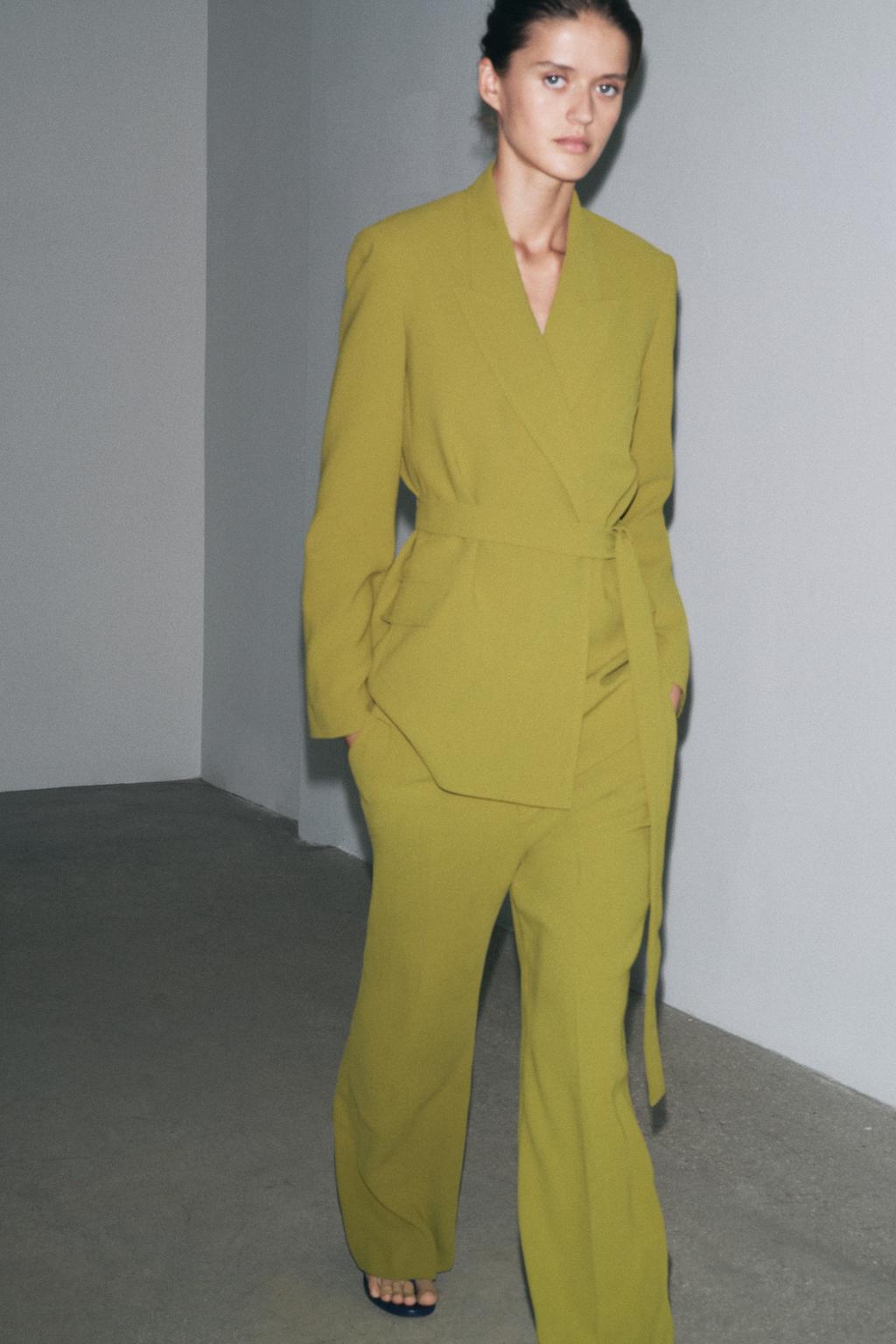 

Расклешенные брюки ZARA, оливково-зеленый