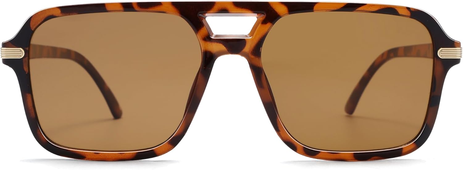 

Ретро-солнцезащитные очки-авиаторы для женщин и мужчин, модные квадратные очки-авиаторы для женщин и мужчин с защитой от ультрафиолета UV400 AP3784 Appassal, Leopard/Brown