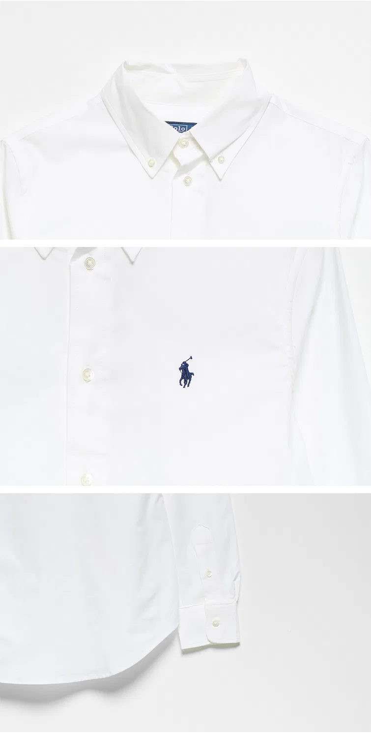 Женская приталенная эластичная рубашка из поплина белого цвета от Polo Ralph Lauren — фото 4