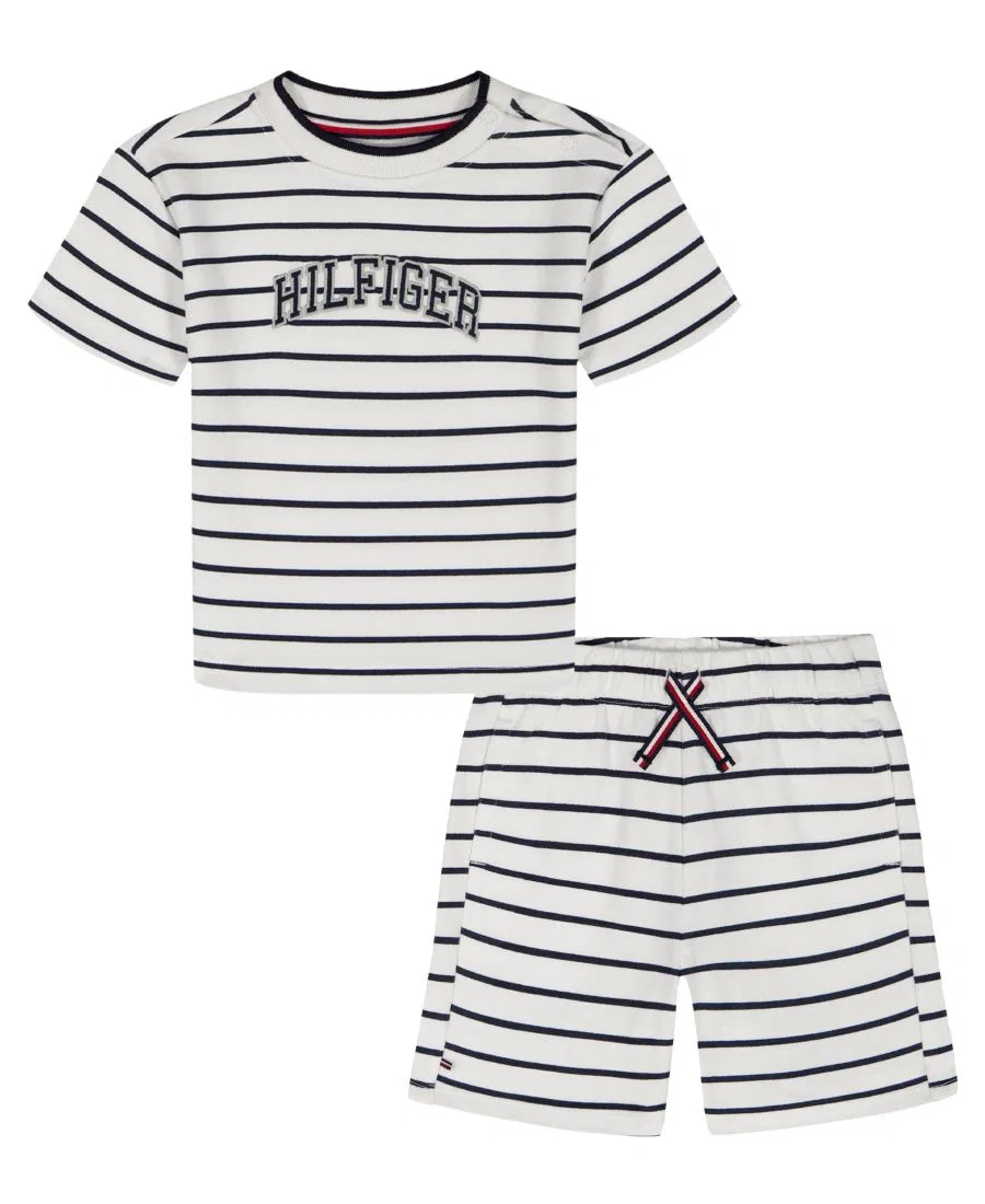 Комплект из футболки и шорт из футера с полосами Tommy Hilfiger, White — фото 4