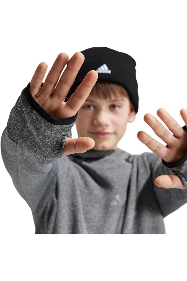 Детское худи для девочек из флиса Adidas, Black Melange / Grey Four / Gr — фото 4