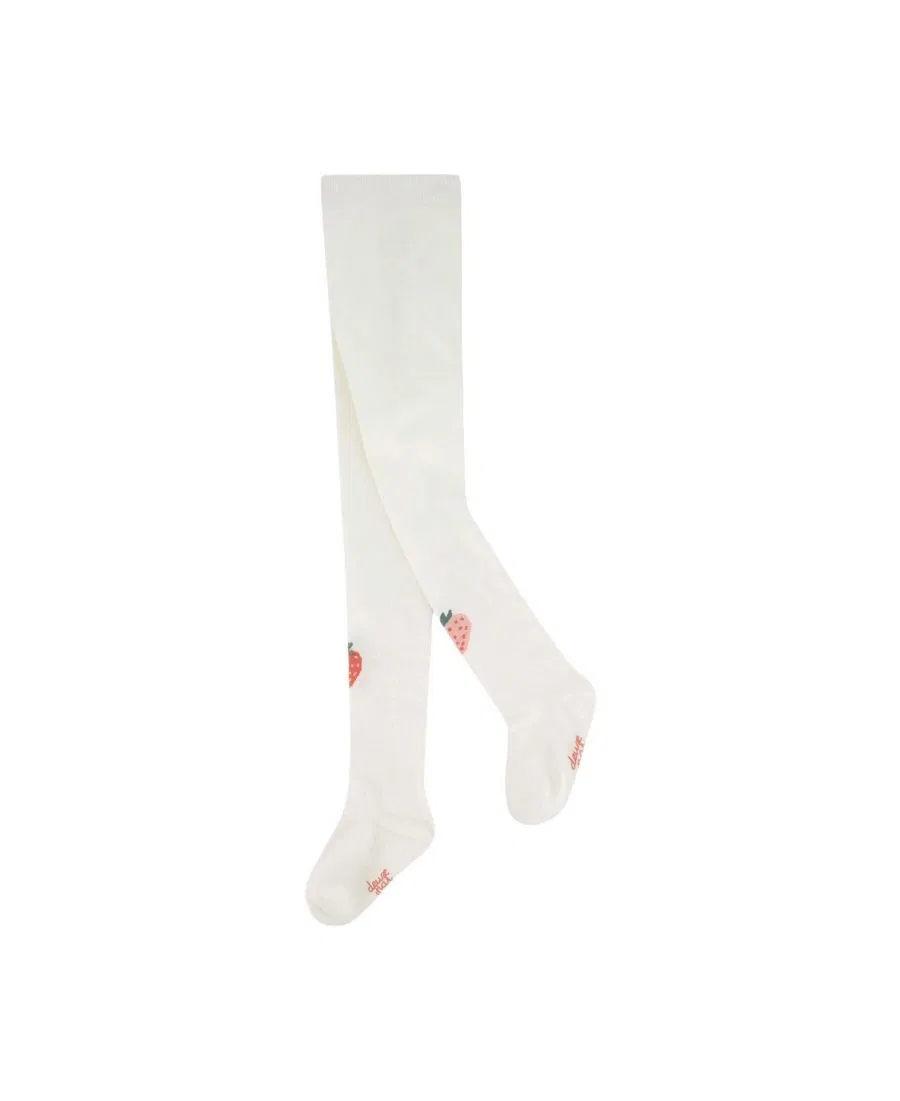 Детские колготки с аппликацией клубники Frosted Strawberry Deux par Deux, Off-White