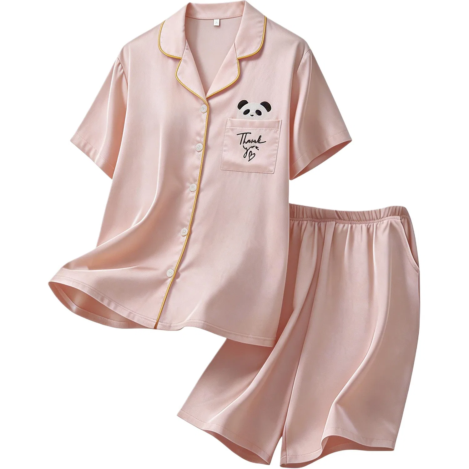 Детская пижама с принтом панды, модель Panda Double Short-Pink, Jeep, Pink