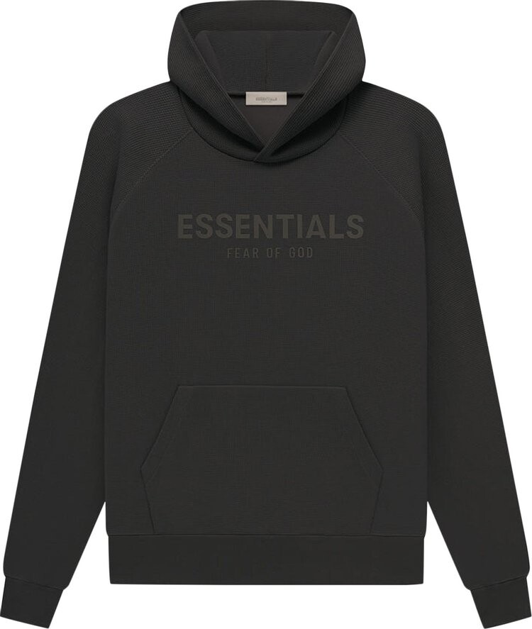 Худи Fear of God Essentials Waffle Raglan Hoodie 'Off Black', черный — фото 2