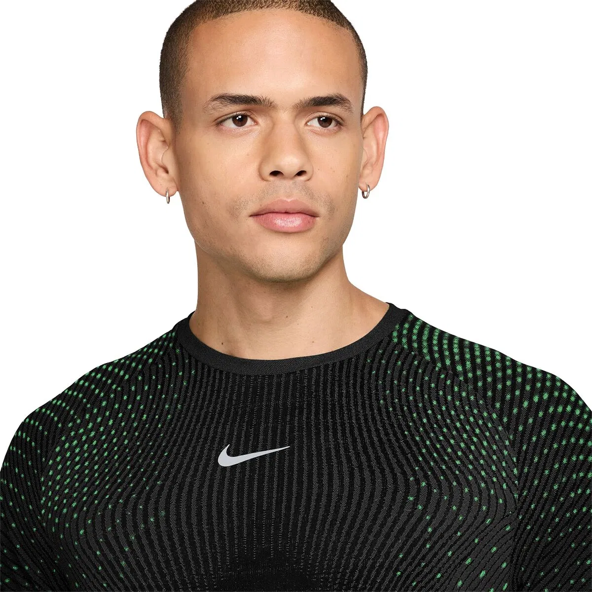 Мужская беговая футболка с коротким рукавом Aero-FIT Stride Nike, Black/Lt Green Spark/Reflective Silv — фото 2