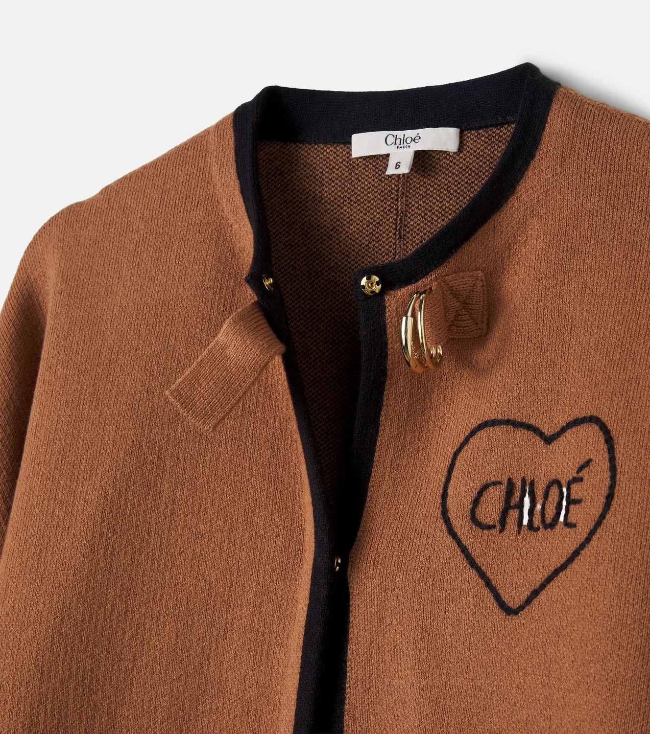 Накидка хлопковая с логотипом Chloé Kids, коричневый — фото 4