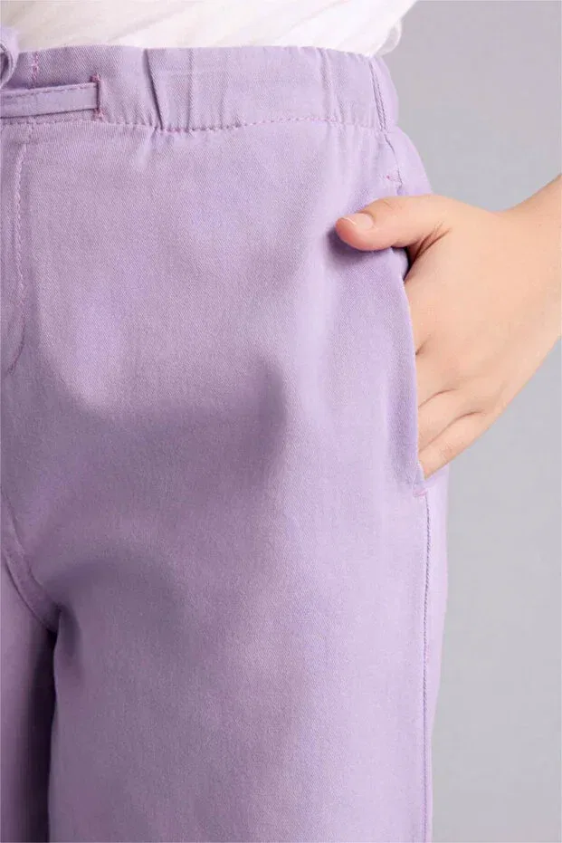 Детские брюки для девочек широкие Defacto, Lilac — фото 3