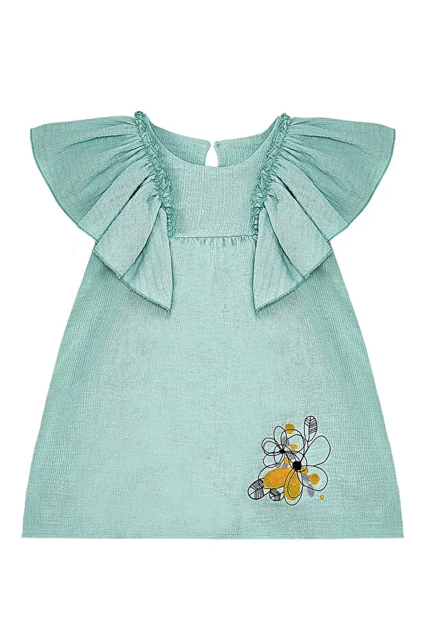 Детское платье из муслина с цветочным принтом Denokids, Green — фото 4