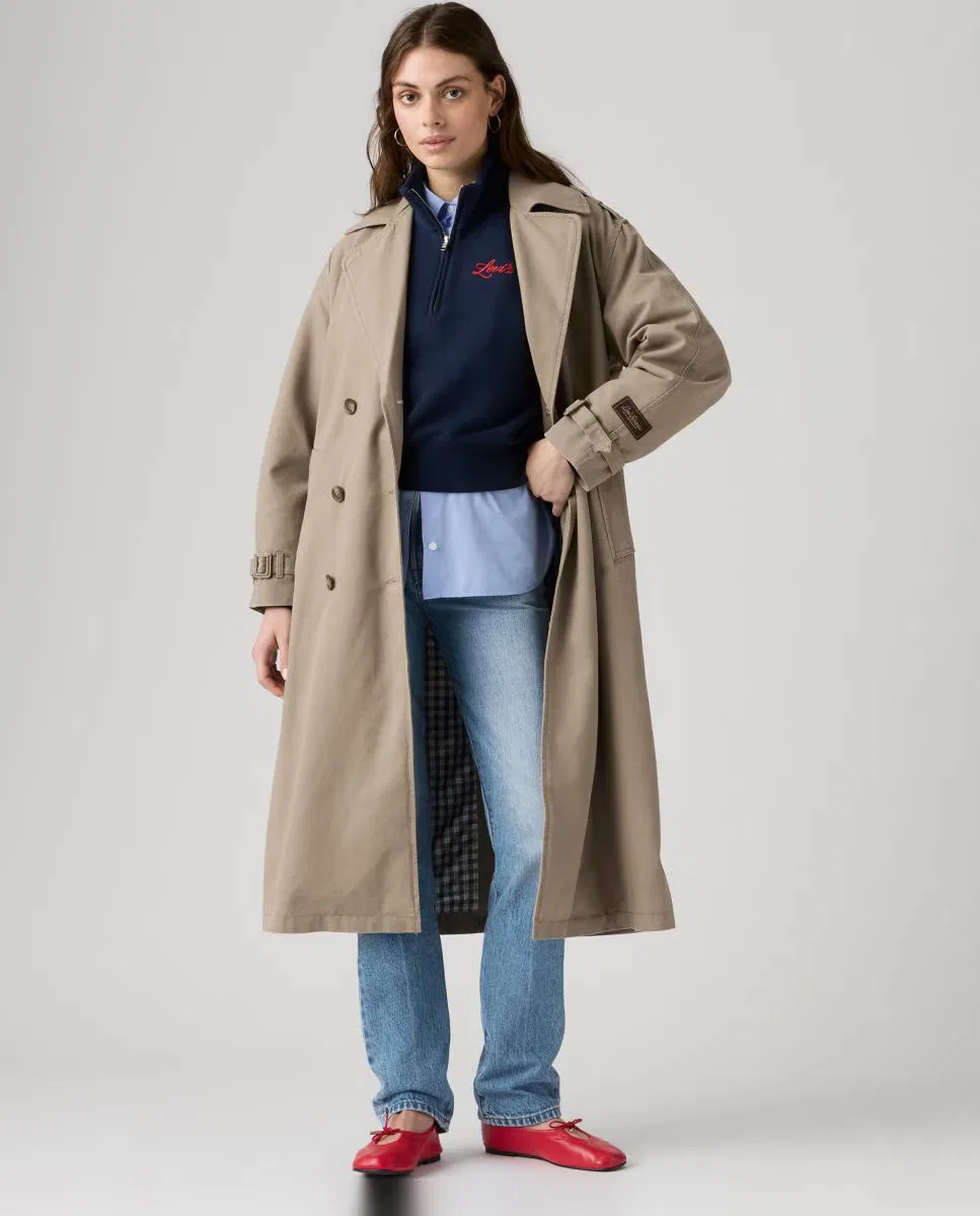 Женский тренч длинный, Levi's, хаки — фото 4