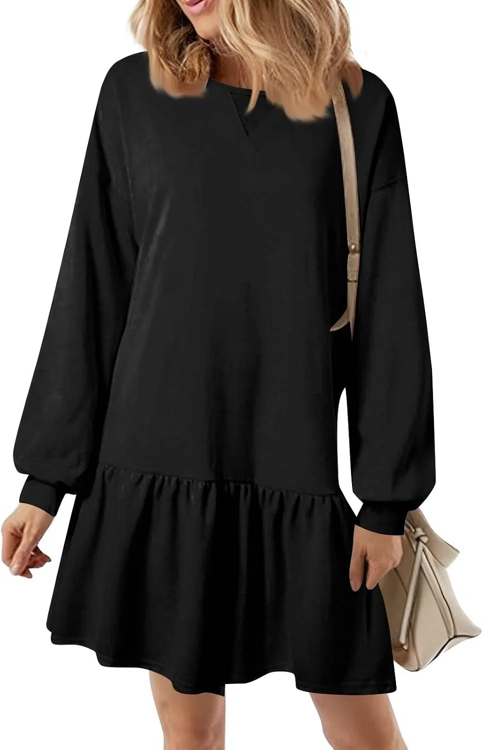 Женское мини-платье свободного кроя sweatshirt, Black