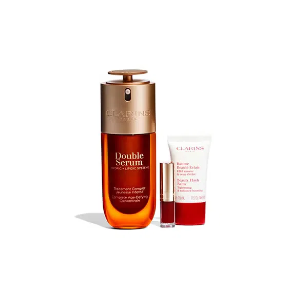 Набор косметики для ухода за кожей лица с сывороткой Double Serum и бальзамом с маслом для губ CLARINS 1 шт — фото 2