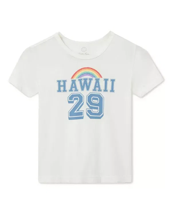 Детская футболка с принтом Hawaii Rainbow Tee Junk Food Clothing, Vintage White