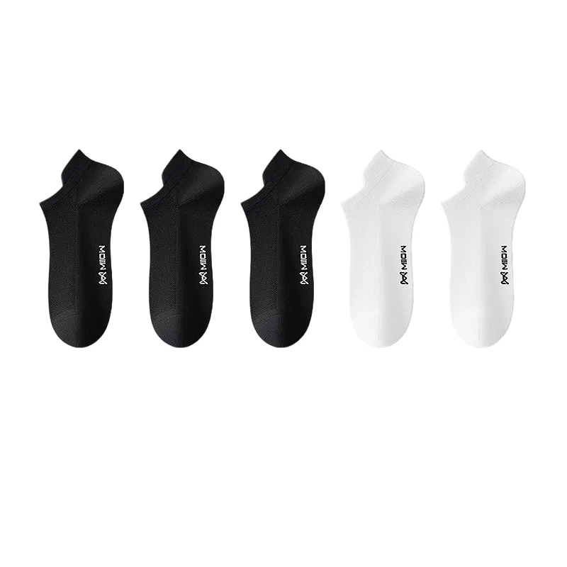 Детские носки-невидимки комплект из 5 пар, Premium 5 Pack, MIIOW, Black 3+White 2