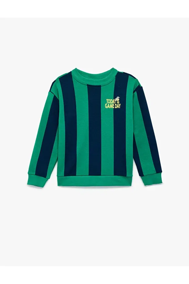 Детские свитшот с принтом для мальчиков Koton, Green Striped — фото 2