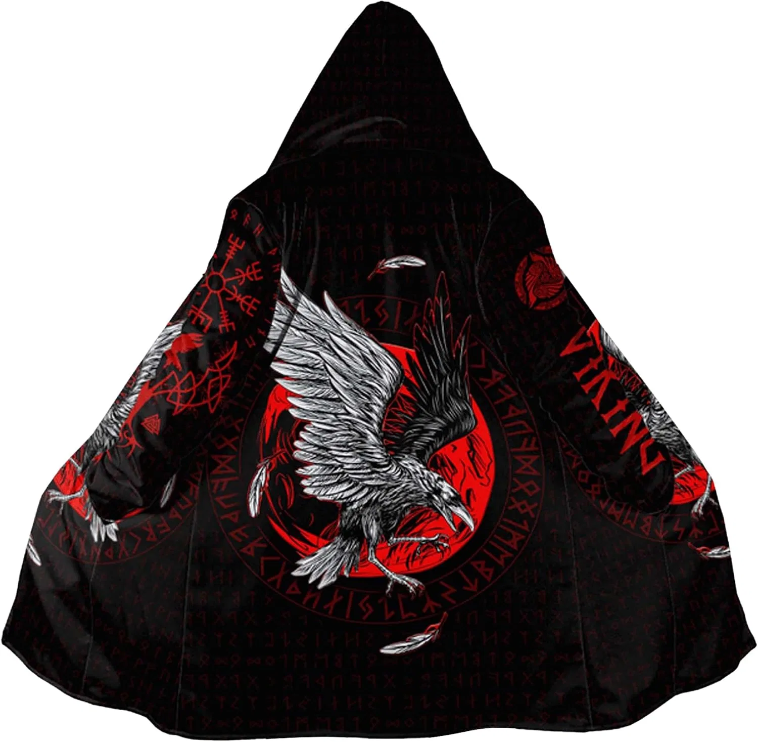 Мужское зимнее пальто с капюшоном Odin Raven Cloak, чёрный