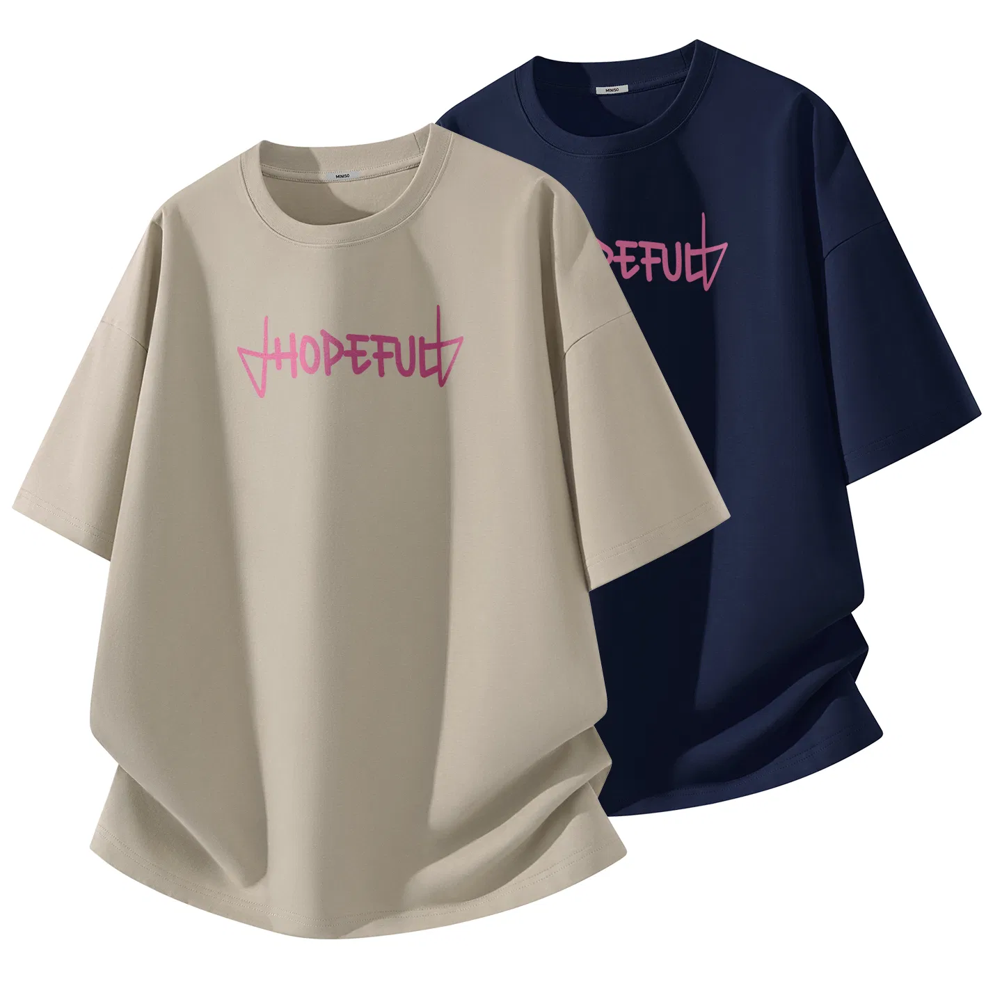 Детская футболка хлопковая B Active Hope Center Logo MINISO, Khaki + Navy Blue